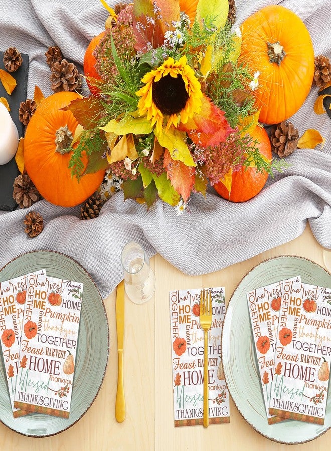 Hallswl 100pcs Fall Paper Napkins,Disposable Thanksgiving Guest Napkins Pumpkin Paper Hand Towels for Autumn Harvest Thanks Theme Party Table Home Kitchen Bathroom Decorations,7.9 * 4.3inch - Image 5